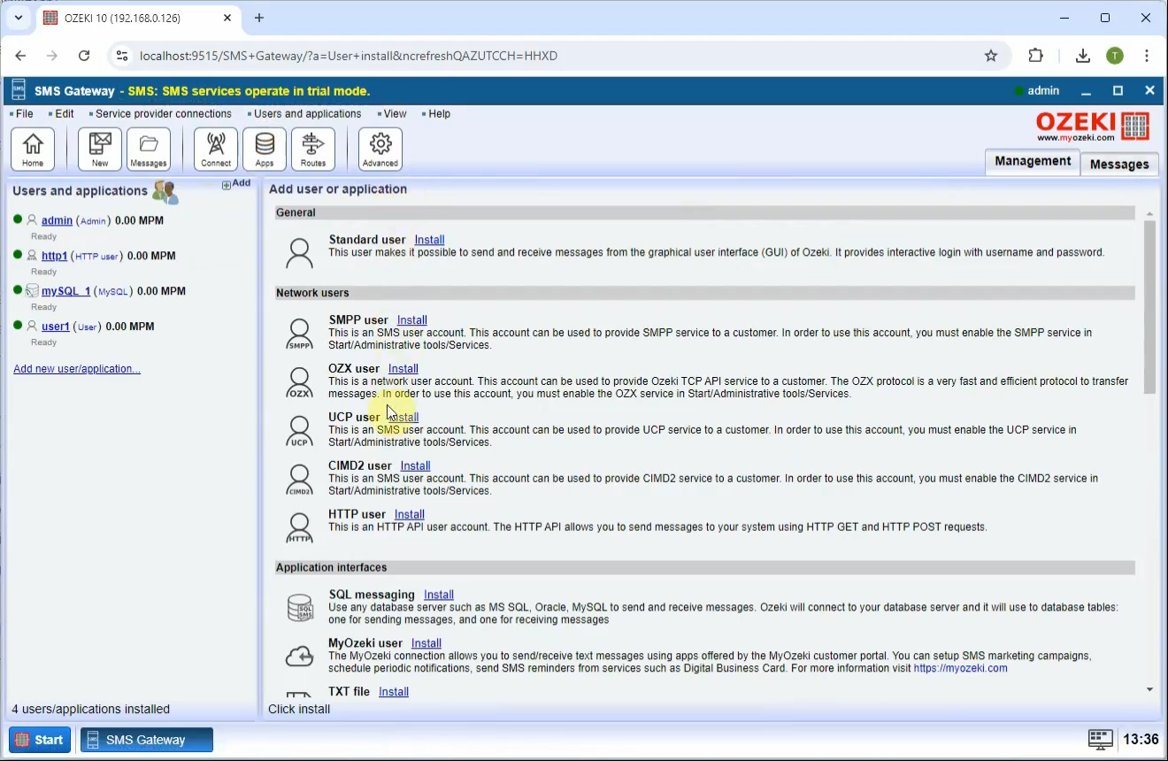 Users and applications interface